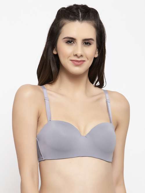 grey polyester balconette bra - 17083741 - Standard Image - 0