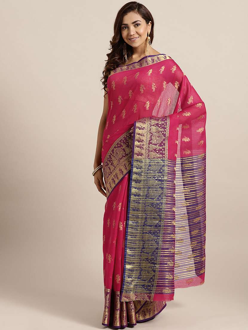 self design kota doria saree with blouse