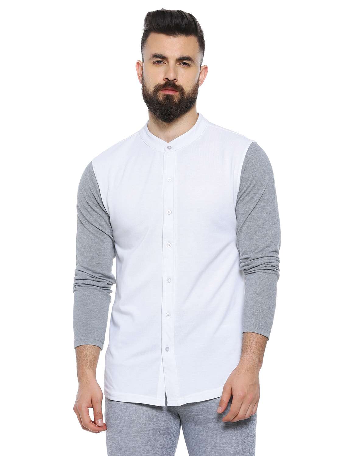 mens color block casual shirt
