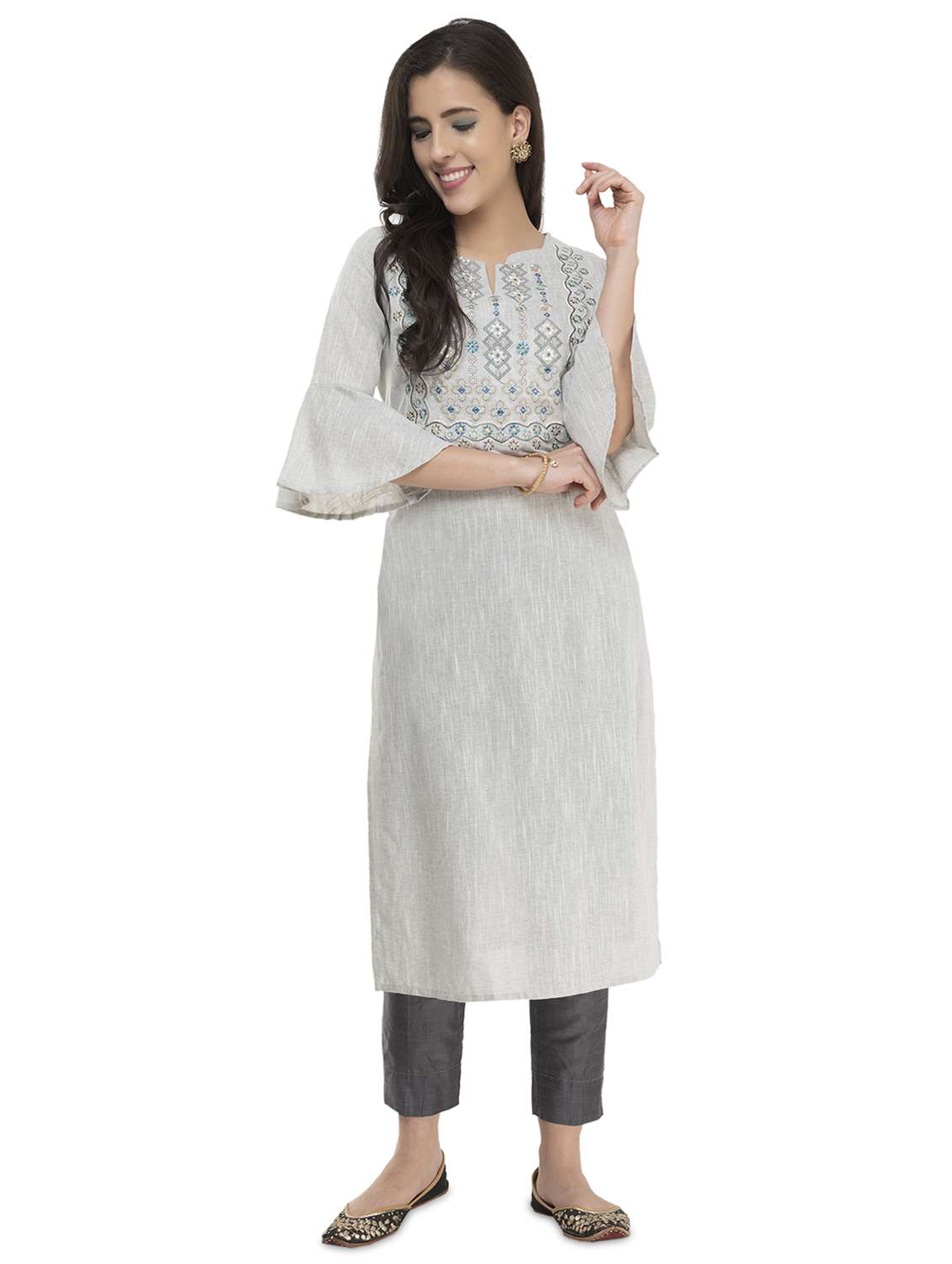 embroidered straight kurta