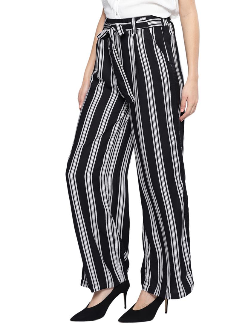 tie front striped trousers - 17085258 - Standard Image - 1