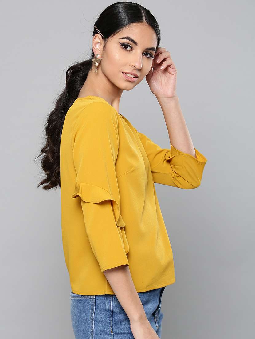 Buy online Women's Straight Round Neck Top from western wear for