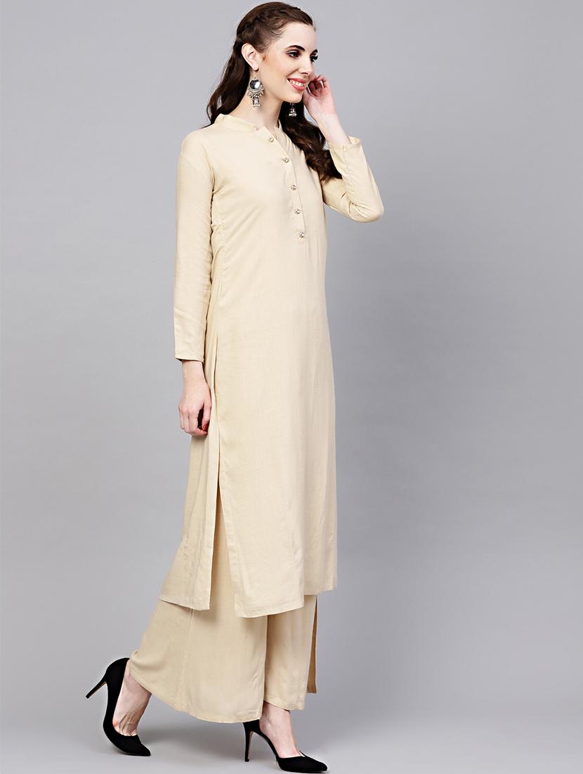 solid kurta palazzo set - 17087615 - Standard Image - 1