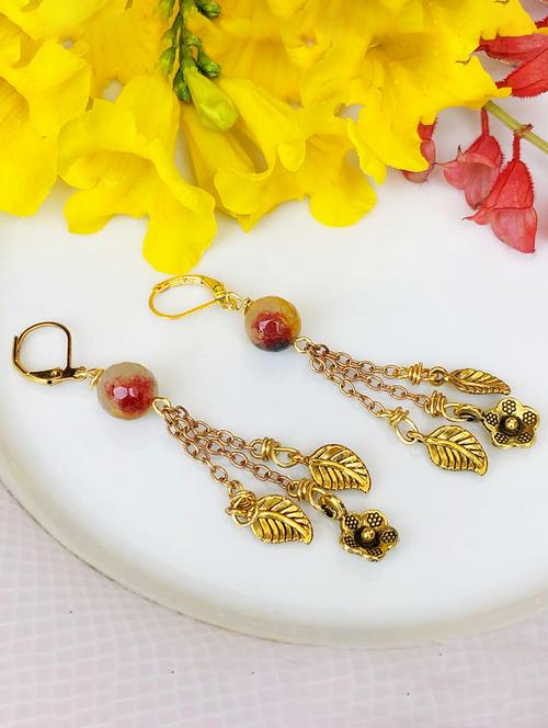 gold brass drop earring - 17087719 - Standard Image - 0