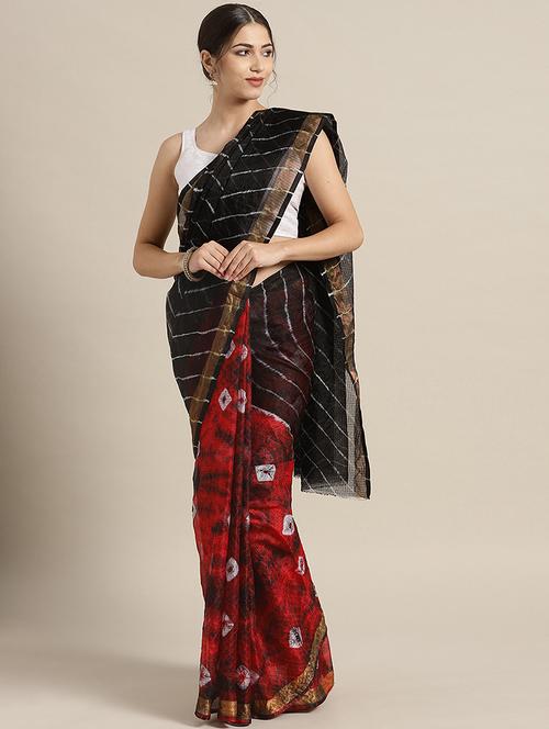 women's printed black colored saree with blouse - 17087814 -  Standard Image - 0