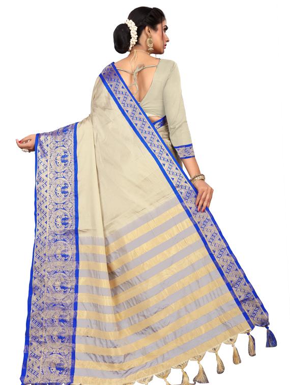 women's self design beige colored saree with blouse - 17087932 - Standard Image - 1