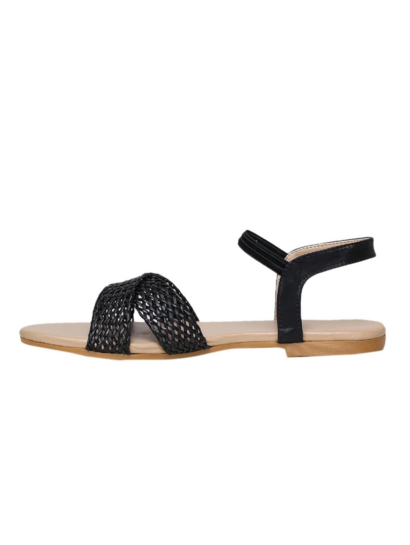 black solid back strap sandal - 17087964 - Standard Image - 1