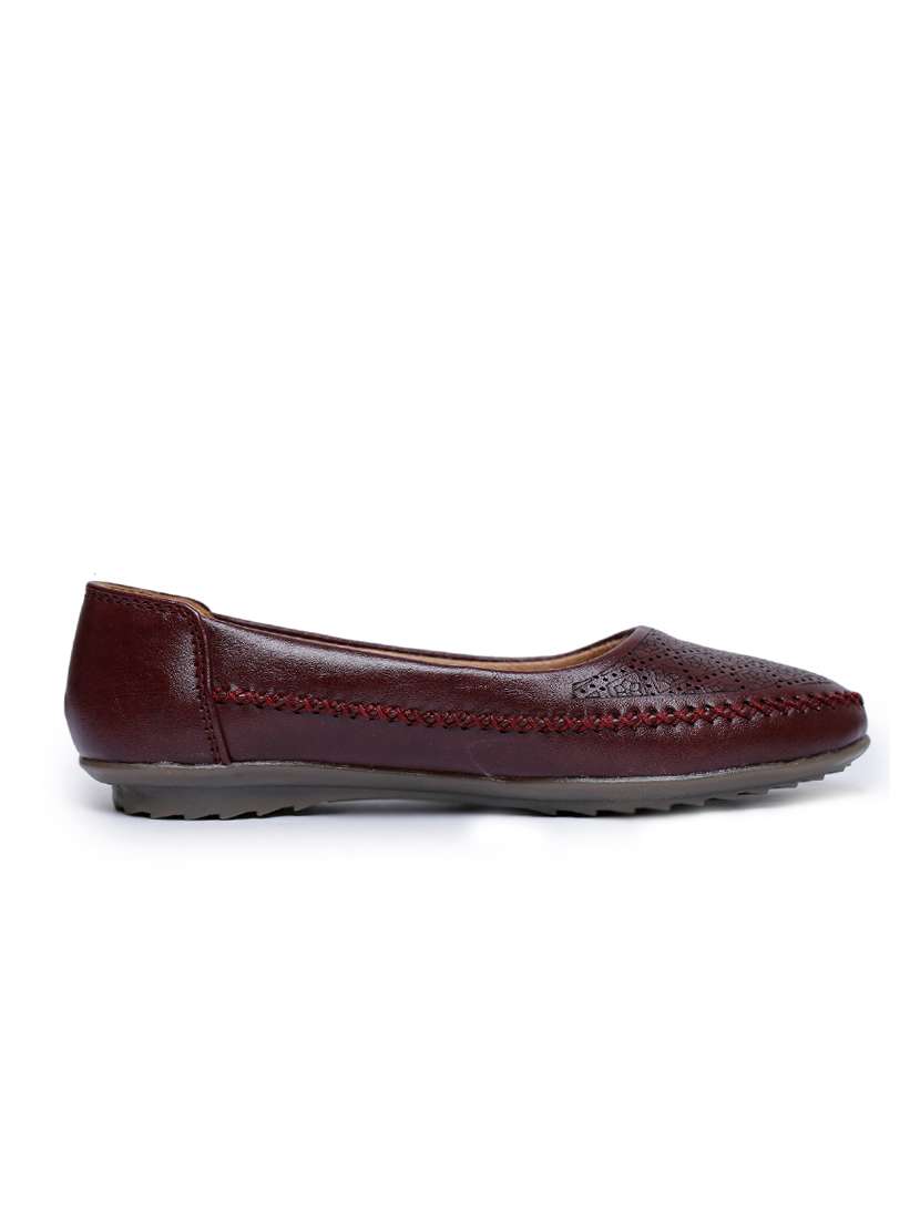maroon cut work slip on ballerina - 17088472 - Standard Image - 1