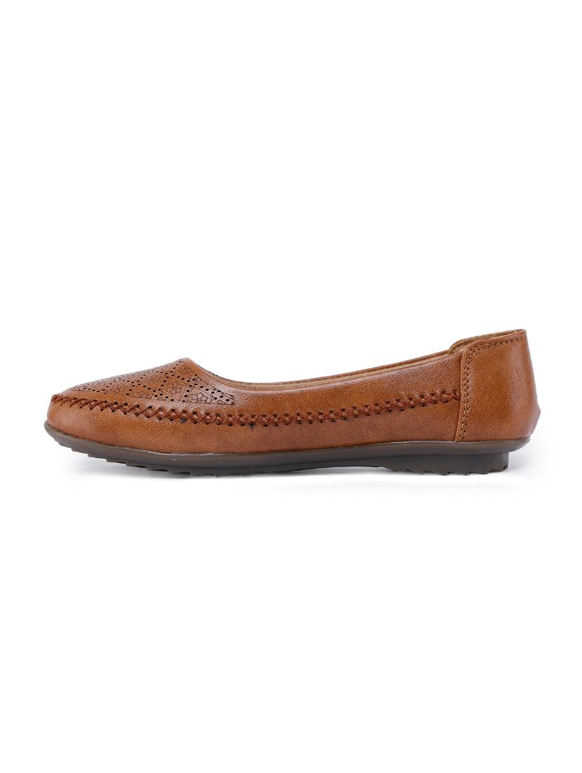 tan cut work slip on ballerina - 17088473 - Standard Image - 1