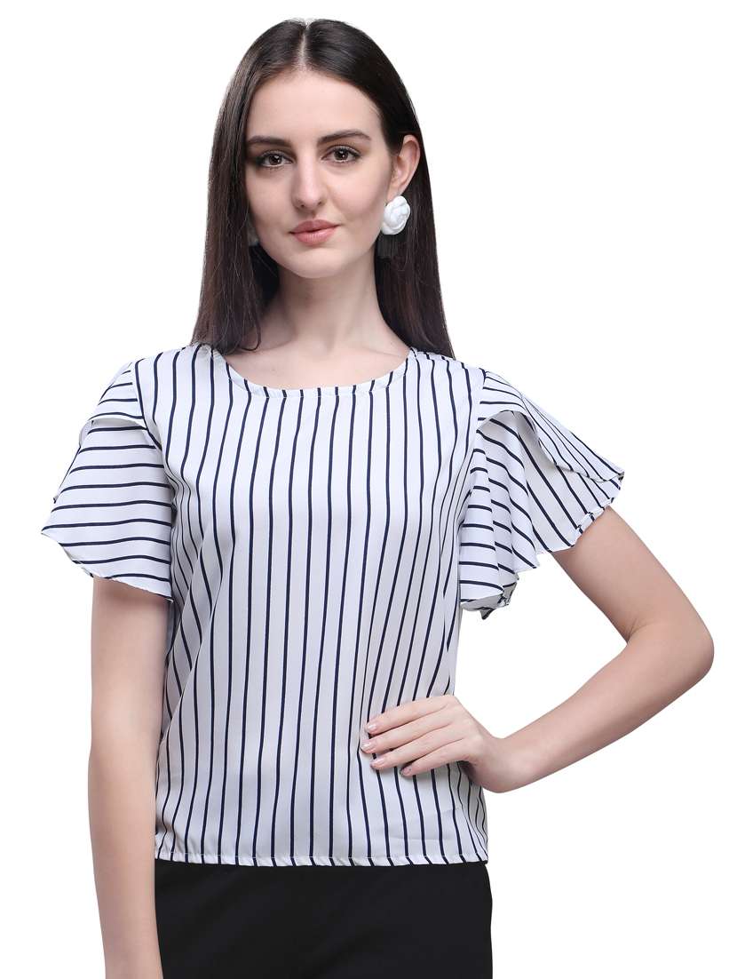tulip sleeves striped top 
