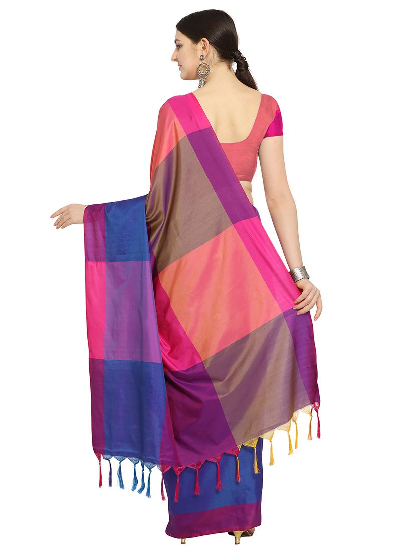 color block kanjivaram saree with blouse - 17088917 -  Standard Image - 1