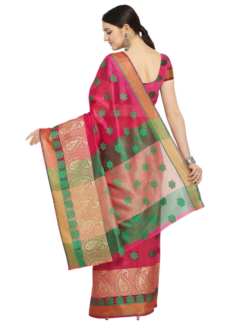 embroidered kanjivaram saree with blouse - 17088922 - Standard Image - 1