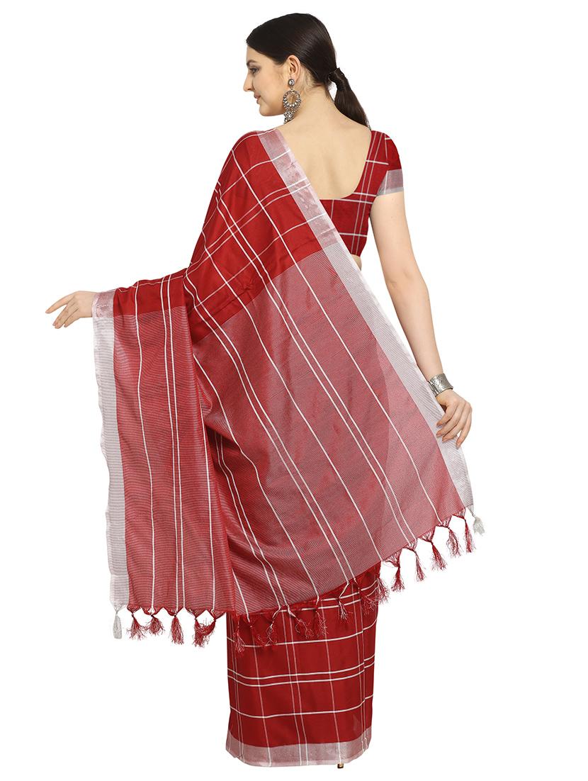 checkered kanjivaram saree with blouse - 17088924 - Standard Image - 1