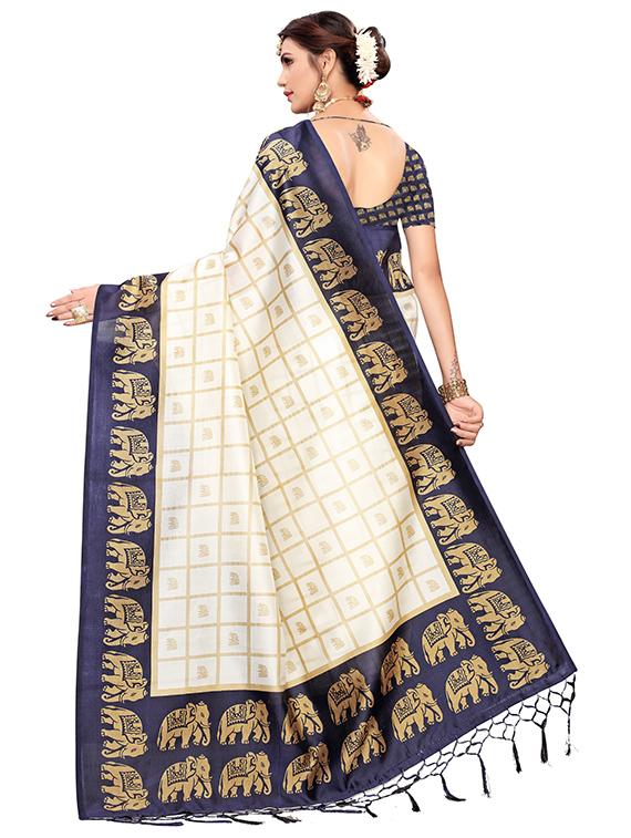 checkered printed saree with blouse - 17088932 - Standard Image - 1
