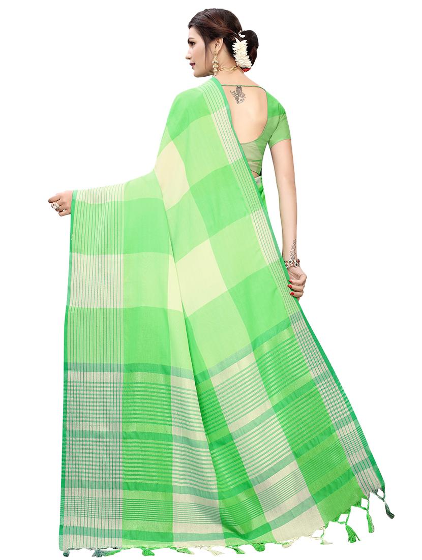 checkered printed saree with blouse - 17088951 -  Standard Image - 1