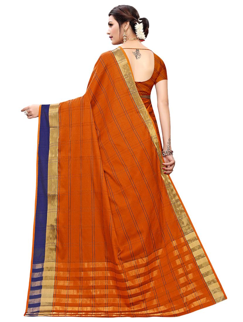 checkered printed saree with blouse - 17088970 -  Standard Image - 1