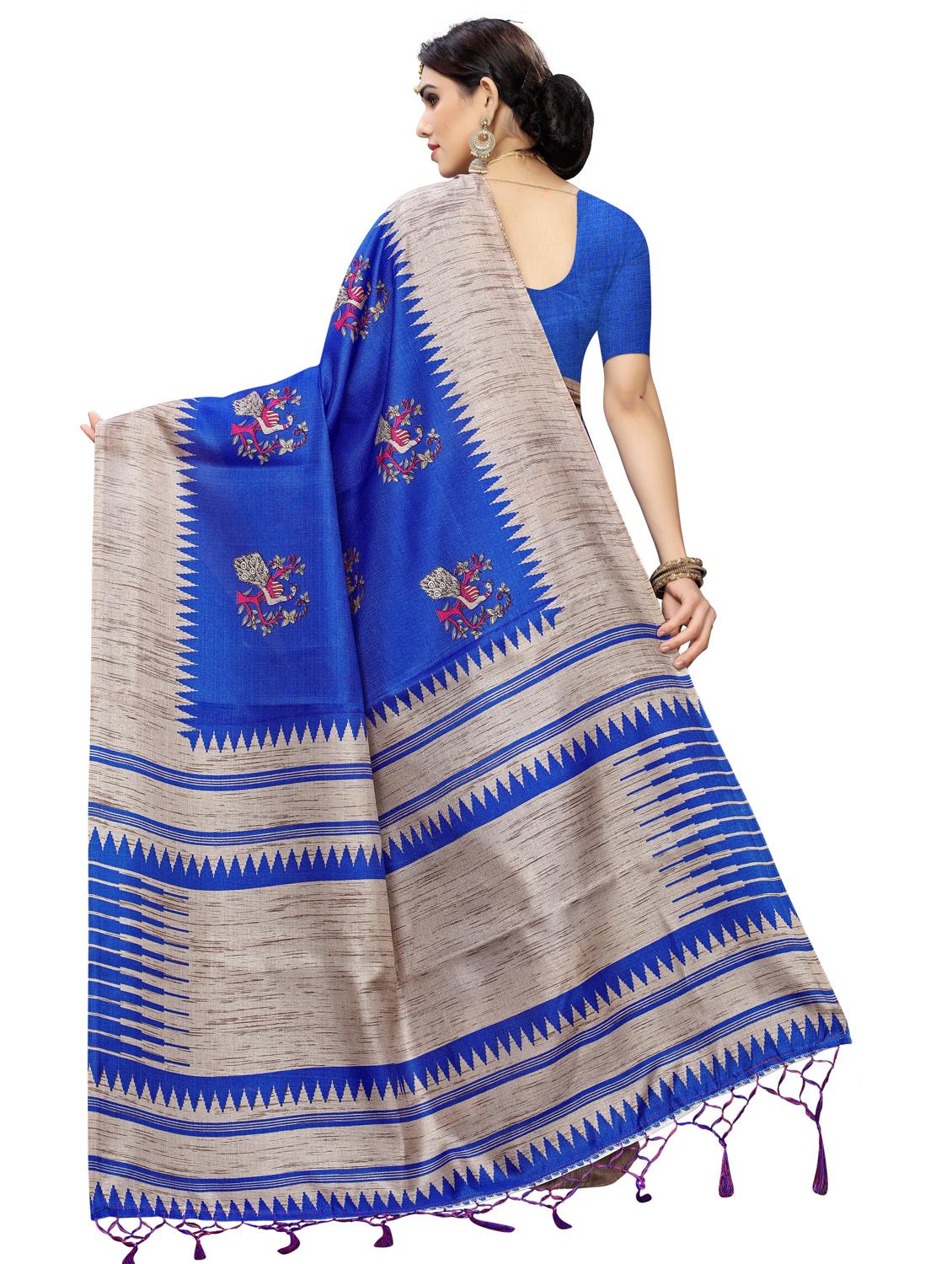 floral bordered saree with blouse - 17089026 - Standard Image - 1