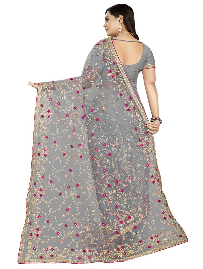 pastel embroidered saree - 17089047 - Standard Image - 1
