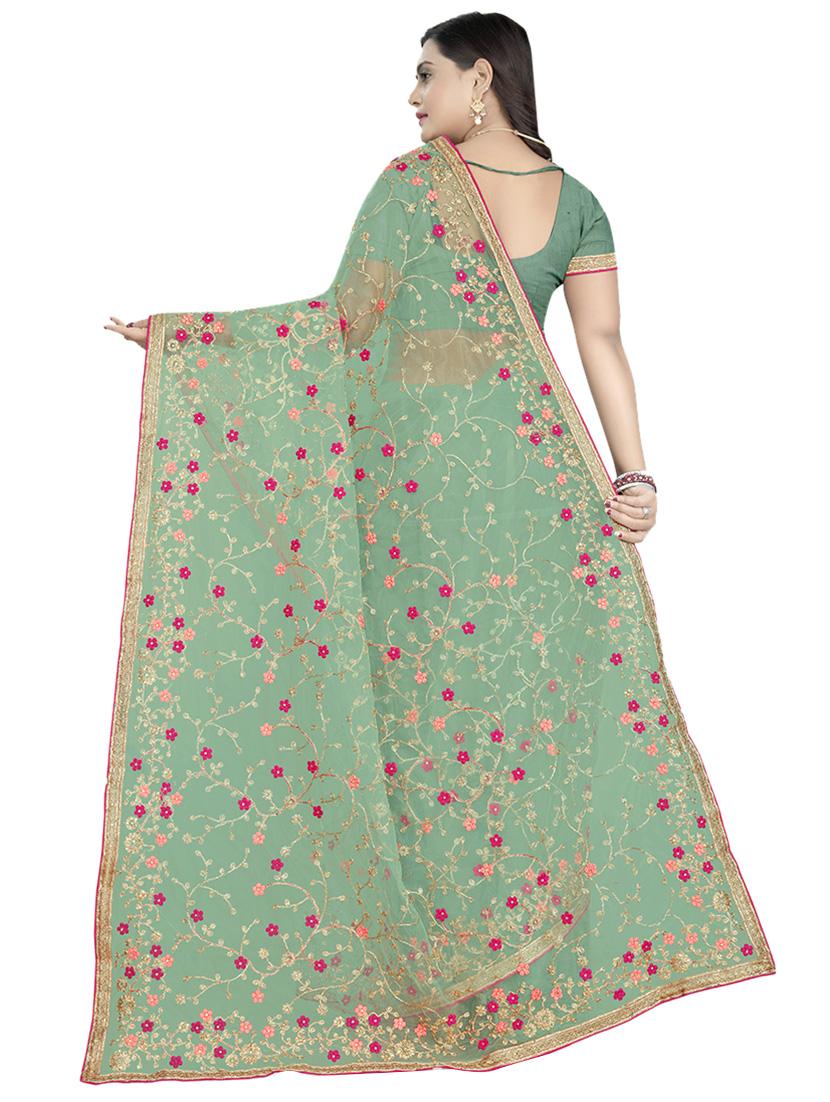 olive. net embroidered saree - 17089050 -  Standard Image - 1