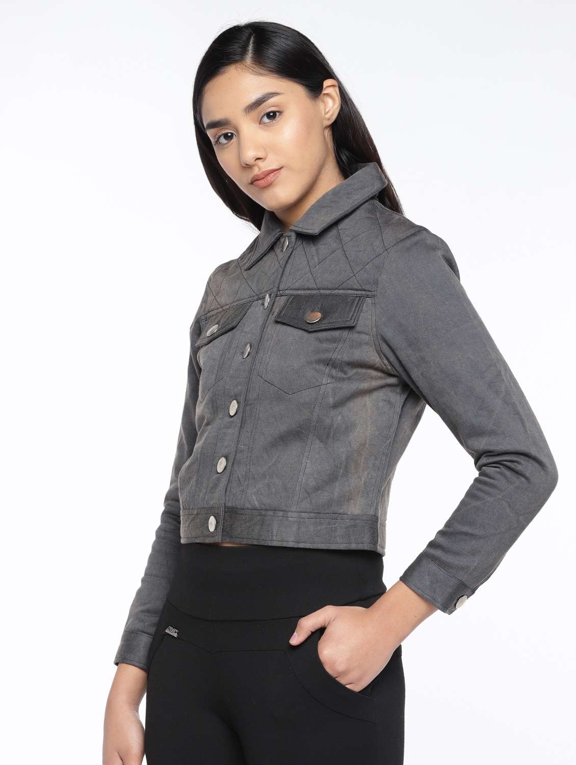 Button Down Suede Biker Jacket - 17089087 -  Standard Image - 1