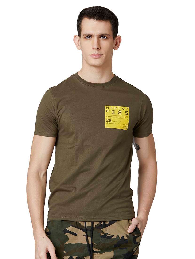 men crew neck front & back print t-shirt