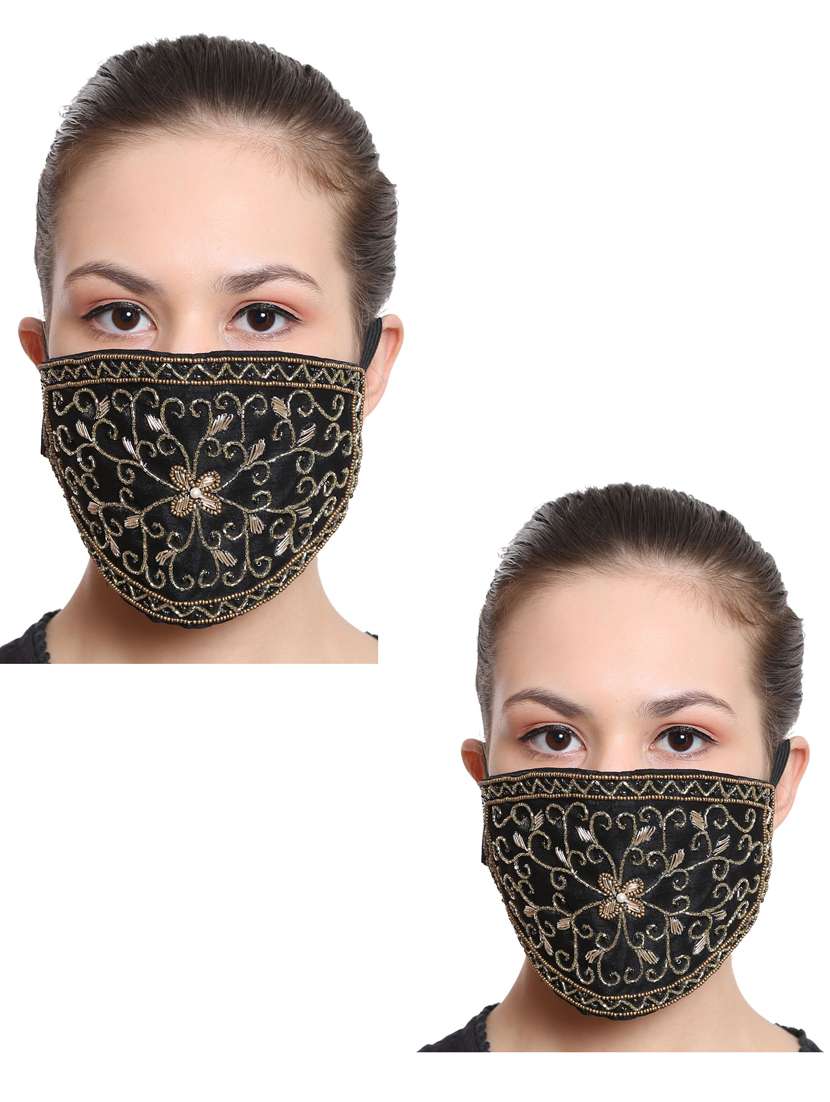 black art silk anti-pollution women mask (pack of 2) - 17089706 -  Standard Image - 1