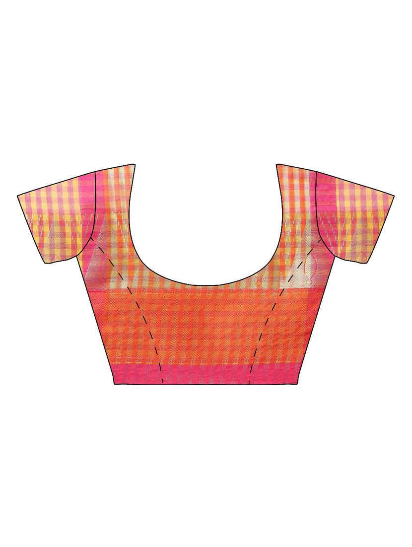 checkered maheshwari saree with blouse - 17089786 - Standard Image - 1