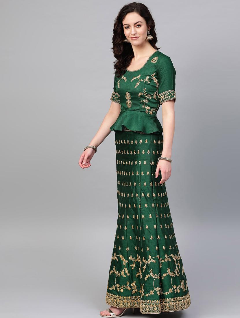 embroidered flared lehenga - 17089792 - Standard Image - 1