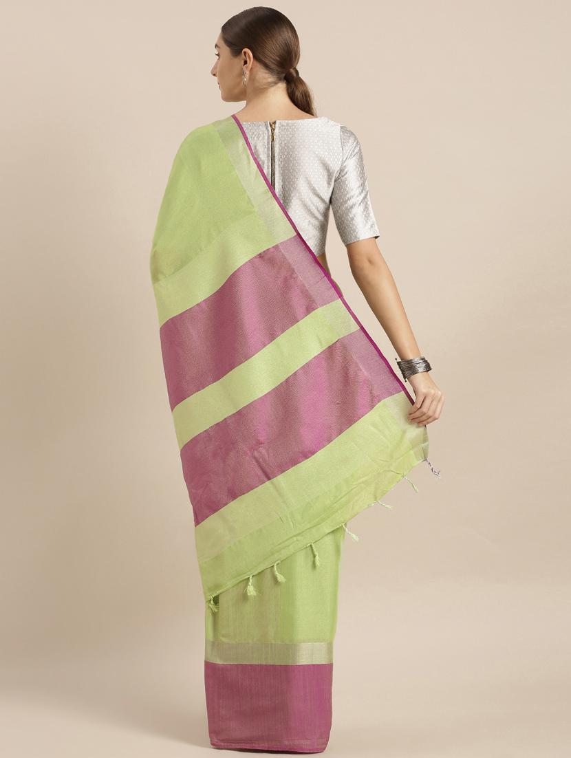 solid woven saree with blouse - 17089866 -  Standard Image - 1
