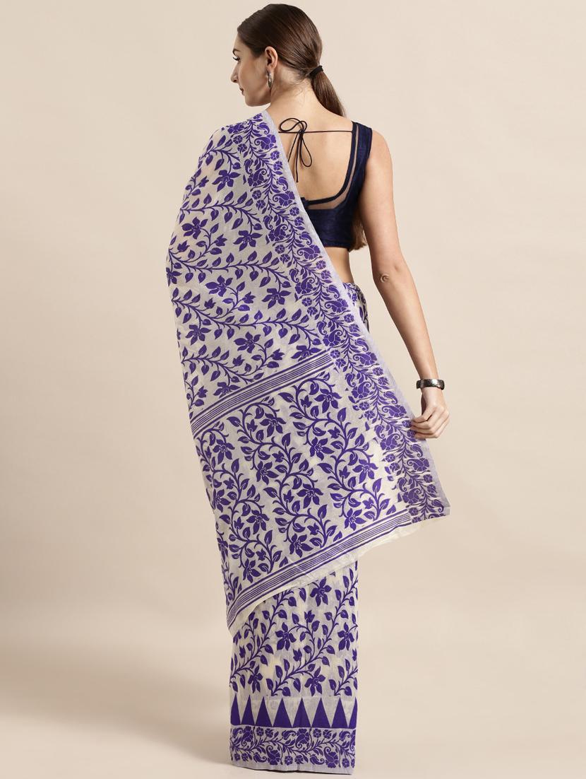 self design jamdani saree with blouse - 17089891 - Standard Image - 1