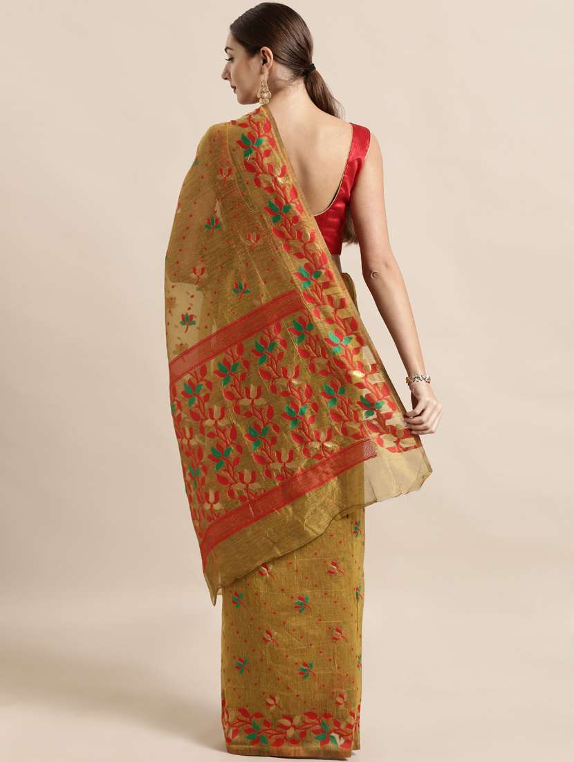 self design jamdani saree with blouse - 17089913 - Standard Image - 1
