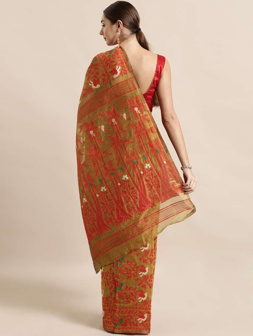 self design jamdani saree with blouse - 17089916 -  Standard Image - 1
