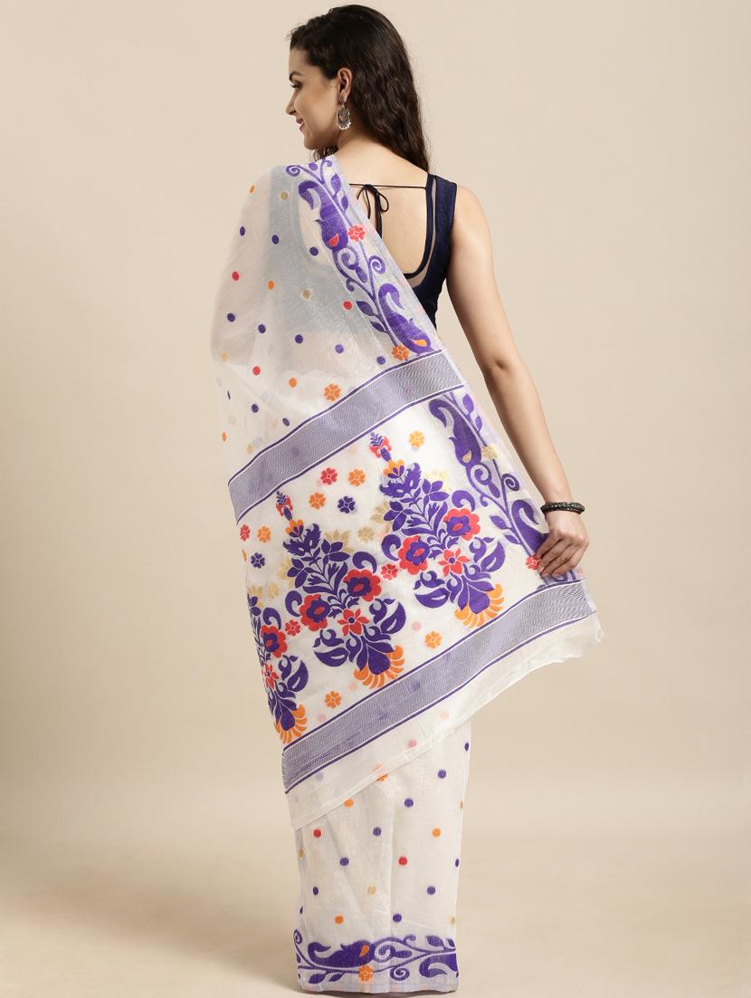 self design jamdani saree with blouse - 17089934 - Standard Image - 1