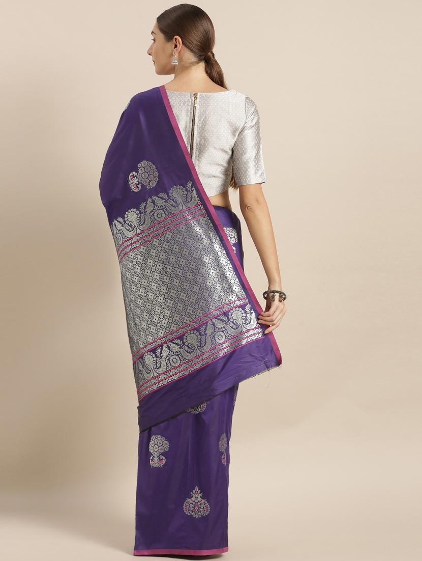 self design banarasi saree with blouse - 17089957 - Standard Image - 1
