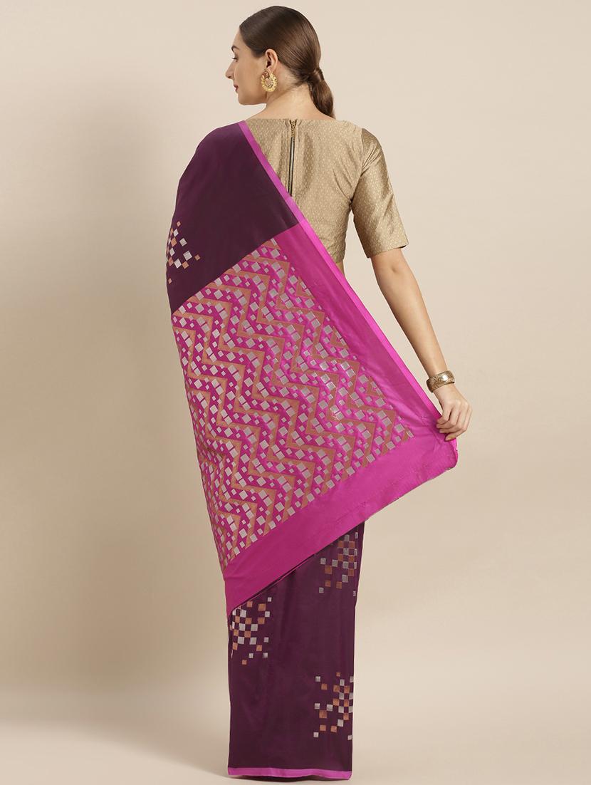 red silk blend banarasi saree with blouse - 17089974 -  Standard Image - 1