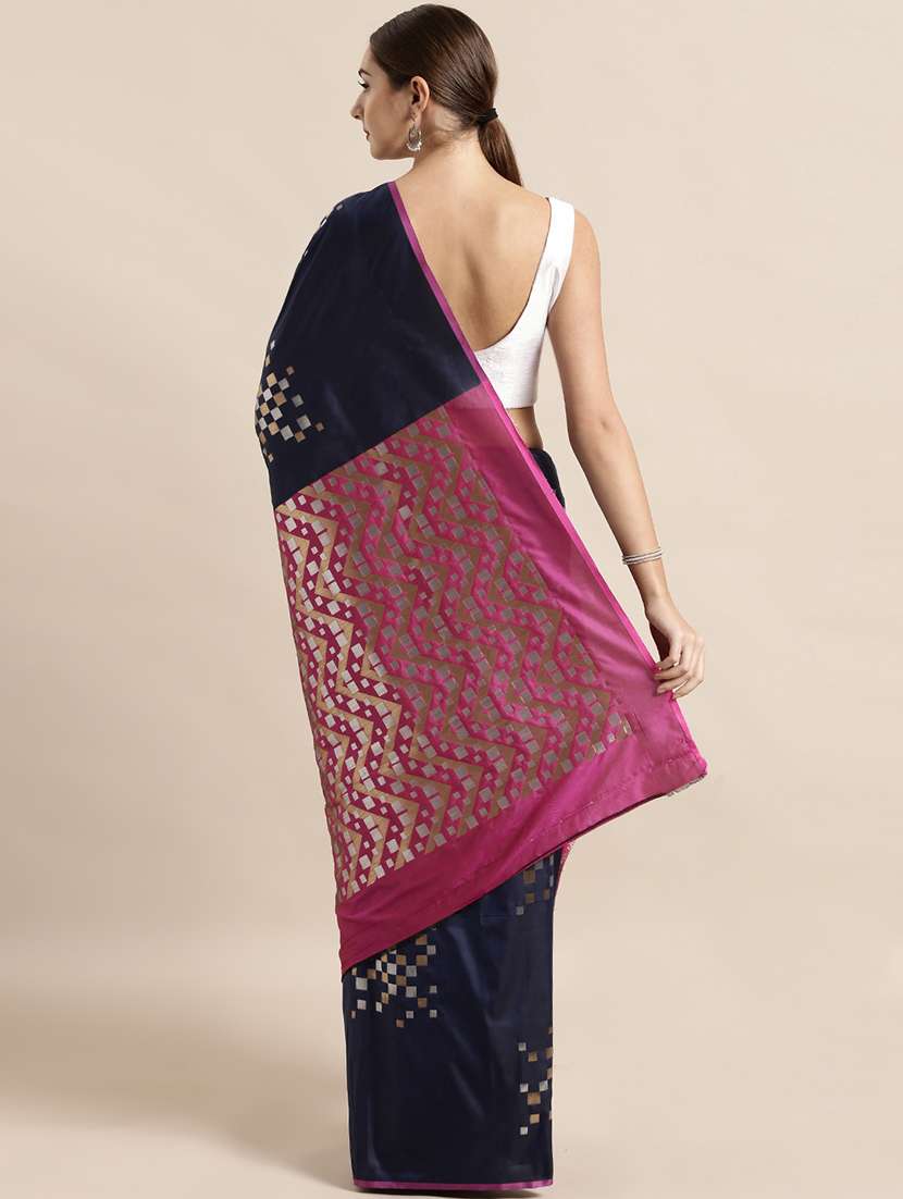 sky blue silk blend banarasi saree with blouse - 17089975 - Standard Image - 1