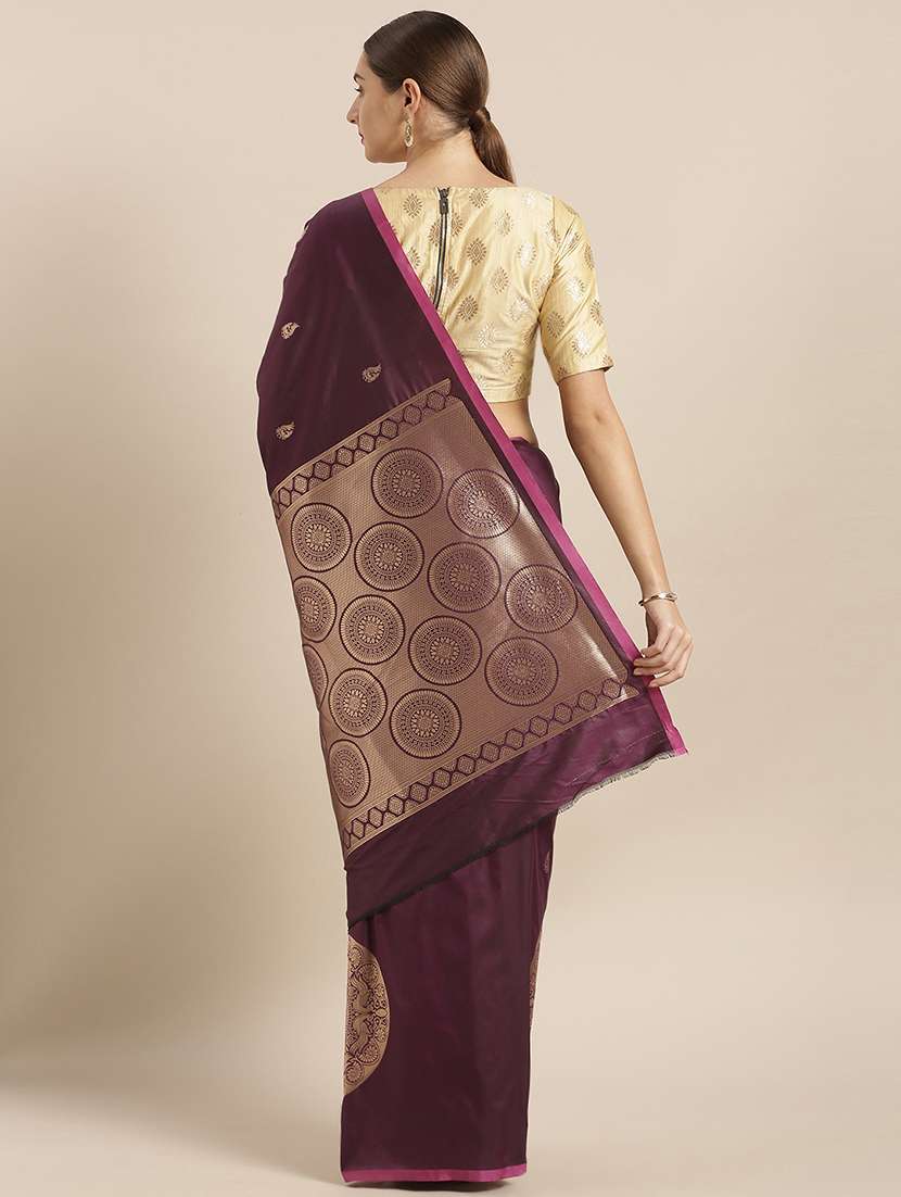 red silk blend banarasi saree with blouse - 17089978 -  Standard Image - 1