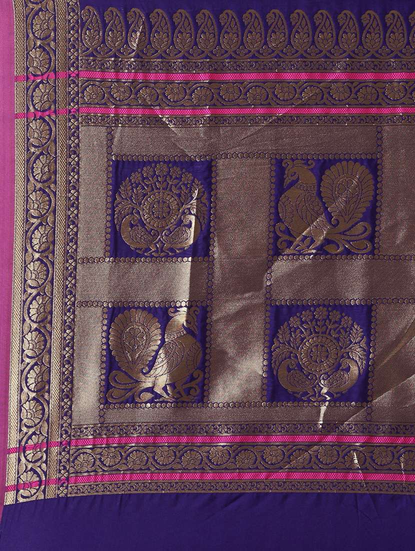 purple silk blend banarasi saree with blouse - 17089983 - Standard Image - 4