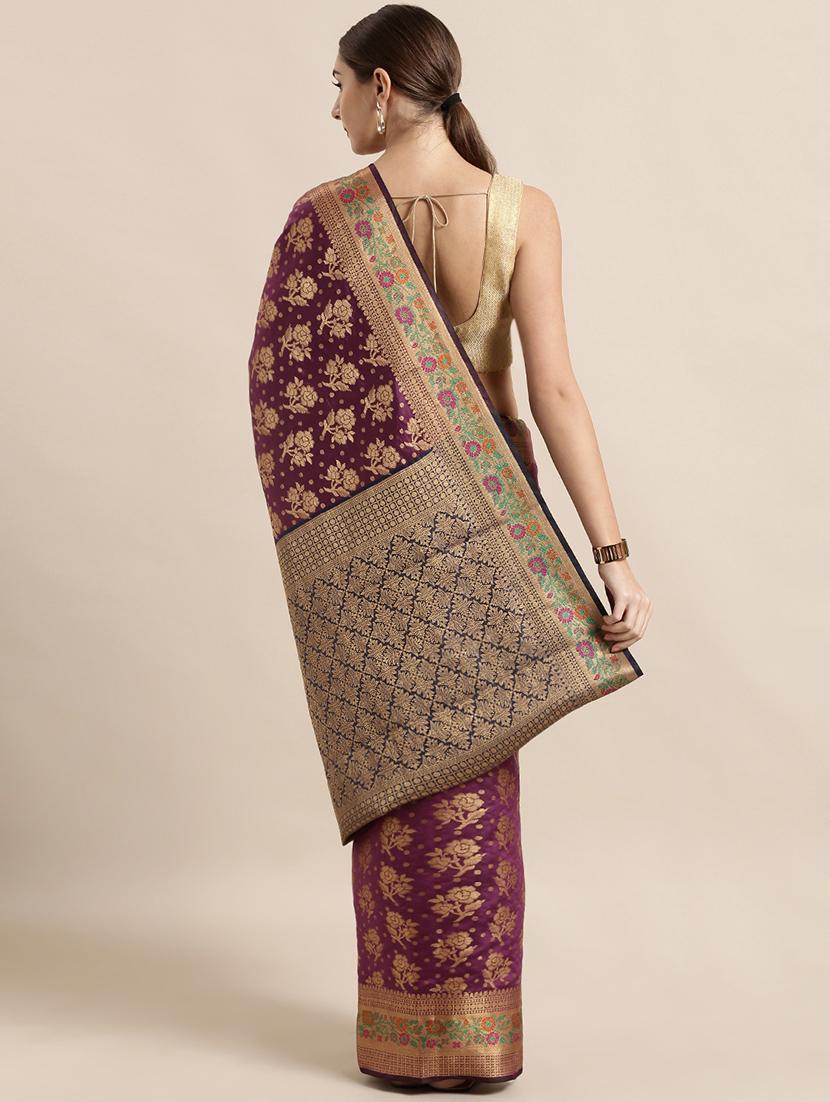 floral banarasi saree with blouse - 17089995 -  Standard Image - 1