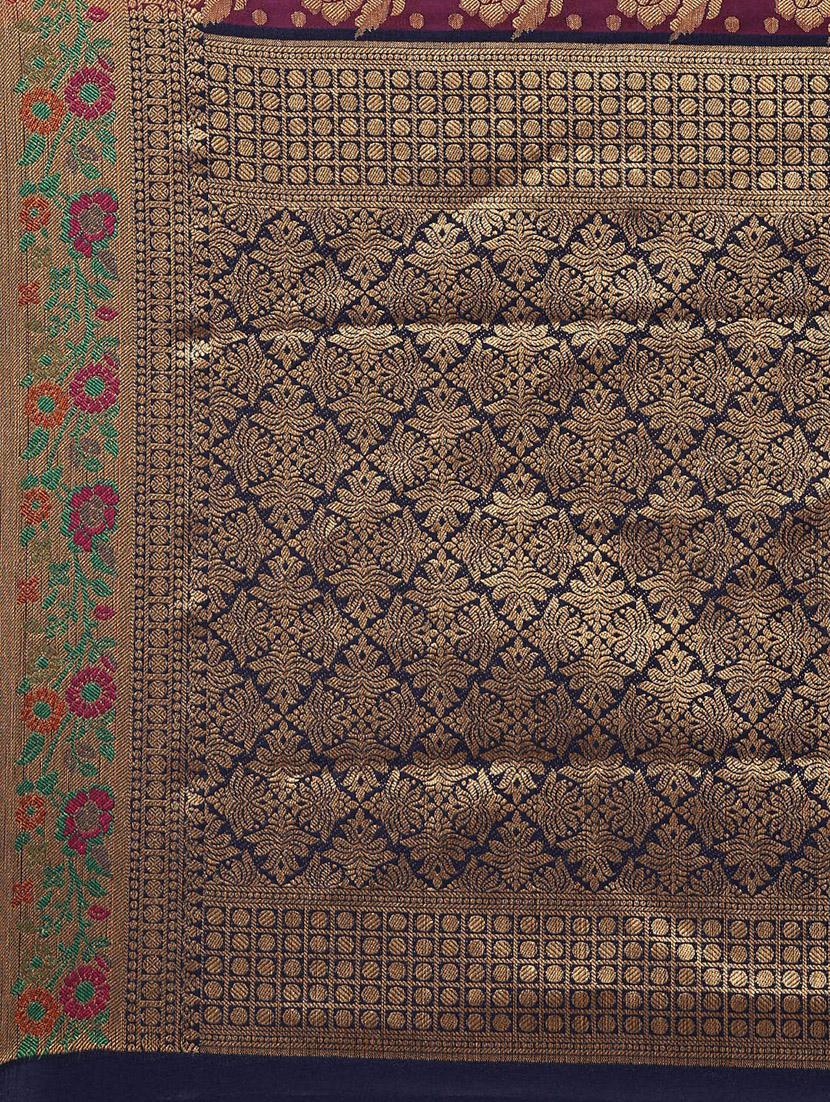 floral banarasi saree with blouse - 17089995 - Standard Image - 4