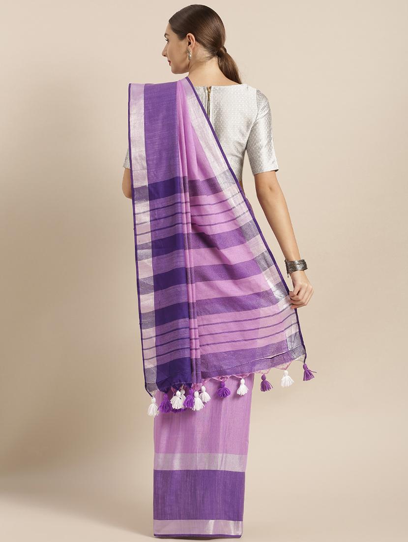 solid jamdani saree with blouse - 17089998 - Standard Image - 1