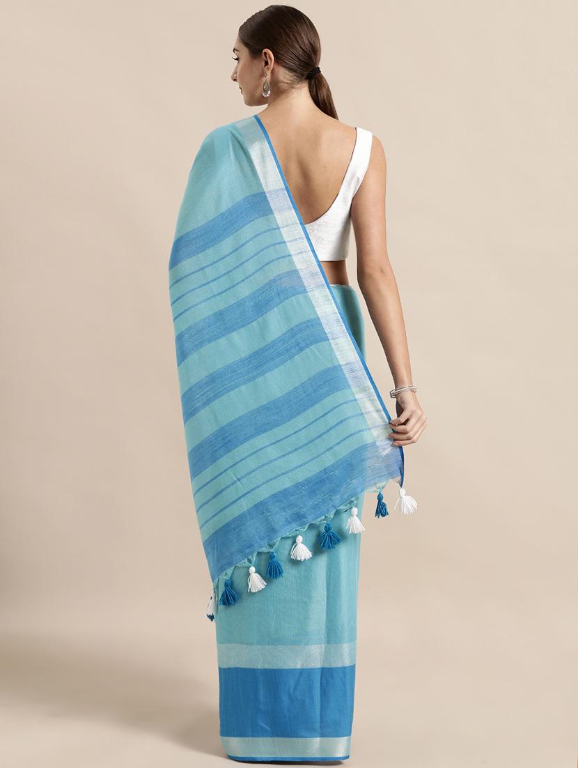 solid jamdani saree with blouse - 17089999 - Standard Image - 1