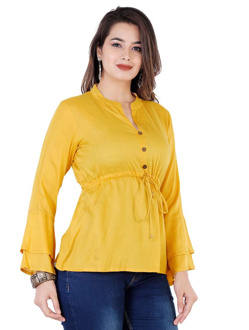 women's a line mandarin neck top - 17090156 -  Standard Image - 1