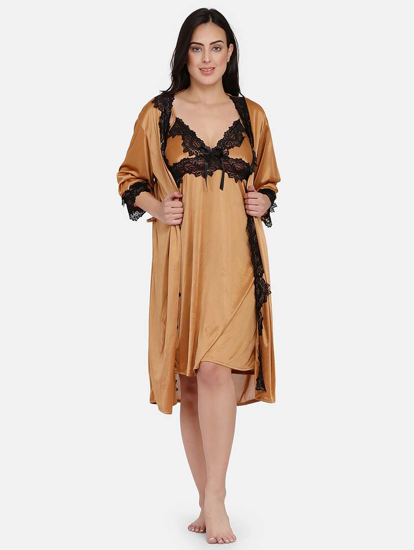 laced nighty with robe 