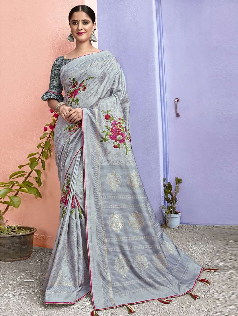 floral printed saree with blouse