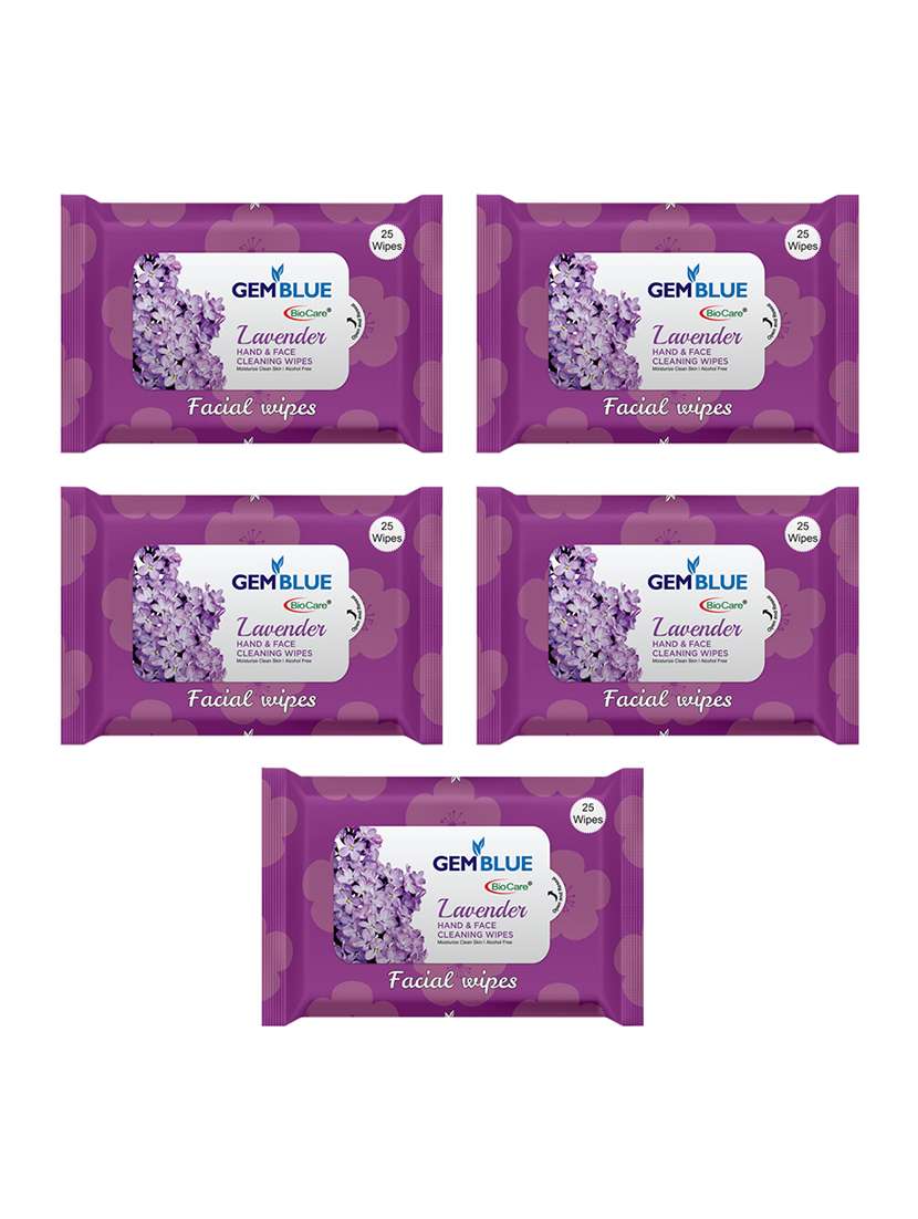 Gemblue Biocare Lavender Facial Wipes Pack Of 5
