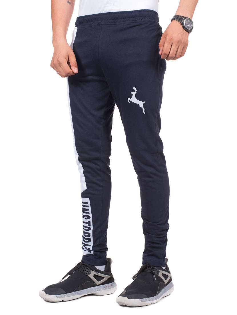 navy blue printed full length track pant - 17096598 -  Standard Image - 1