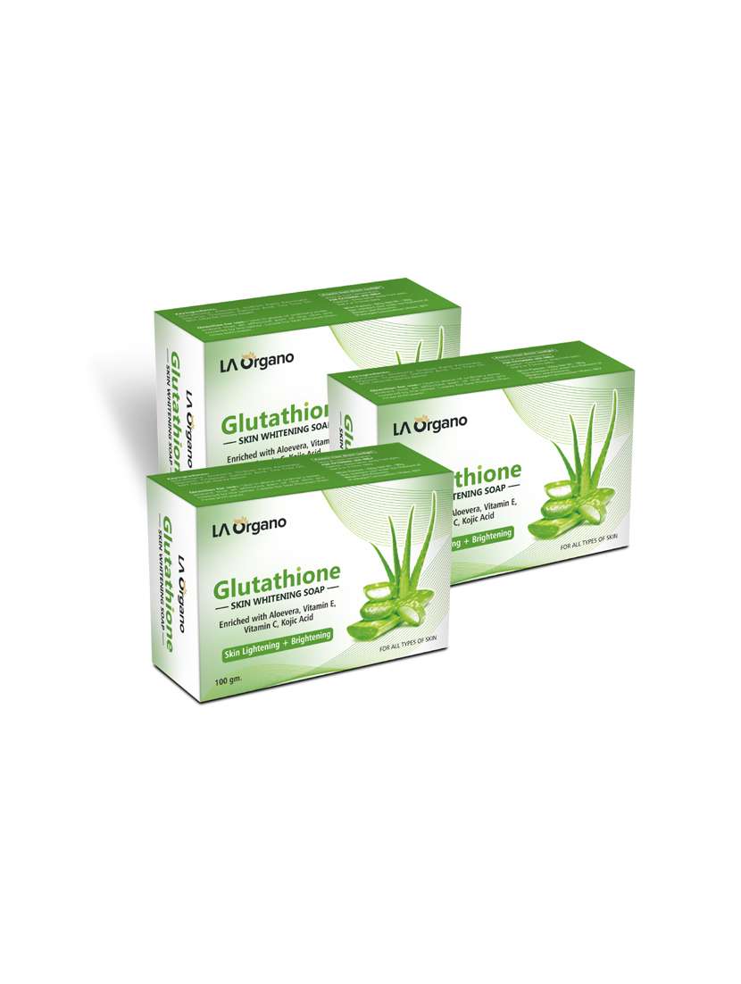 la organo glutathione aloe vera skin lightening & brightening soap for all skin type (100gm) pack of 3