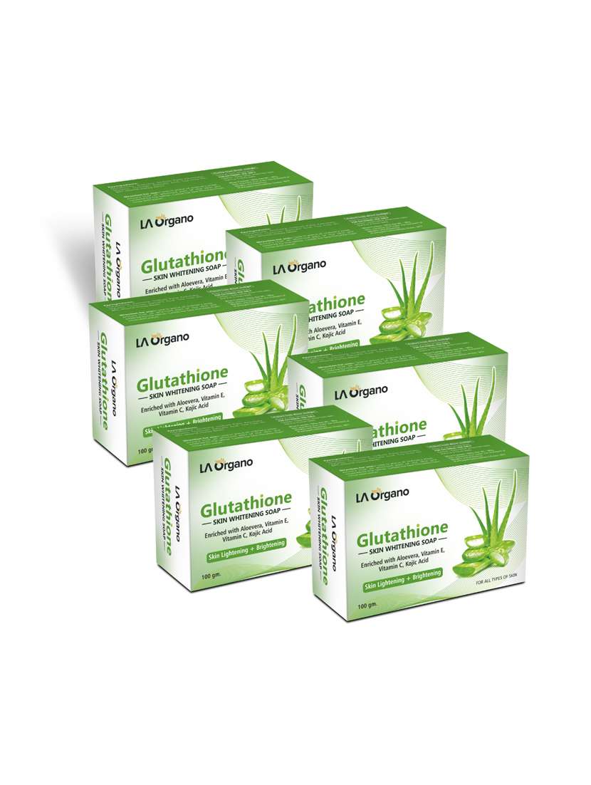 la organo glutathione aloe vera skin lightening & brightening soap for all skin type (100gm) pack of 6