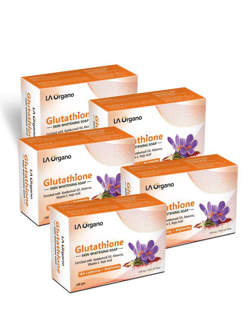 la organo glutathione kumkumadi skin lightening & brightening soap for all skin type (100gm) pack of 5